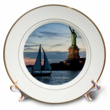 3dRose Sailing by the Statue of Liberty, Porcelain Plate, 8-inch   555482675